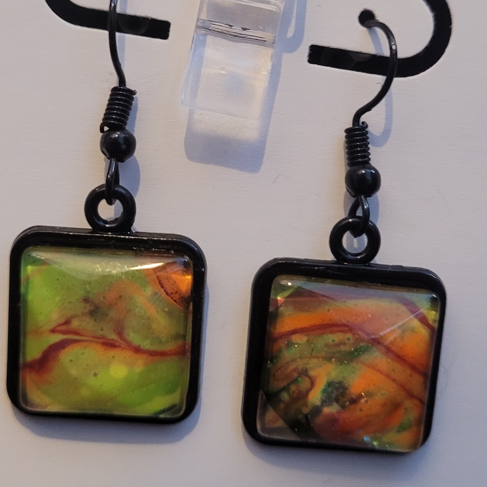 Handpainted glass earrings